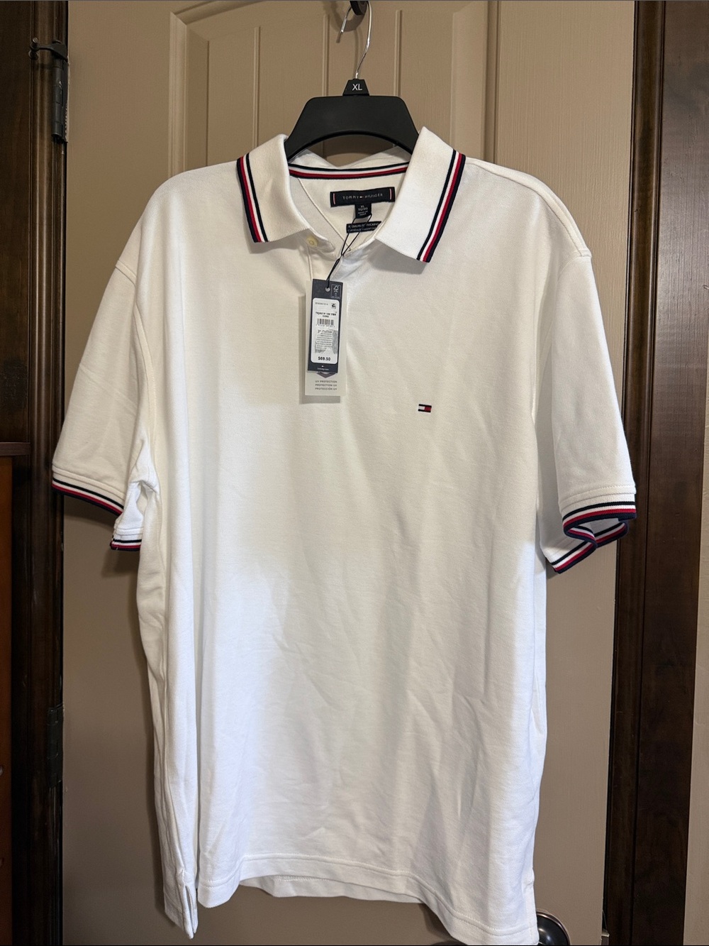 Tommy Hilfiger White Polo with Red and Navy Trim